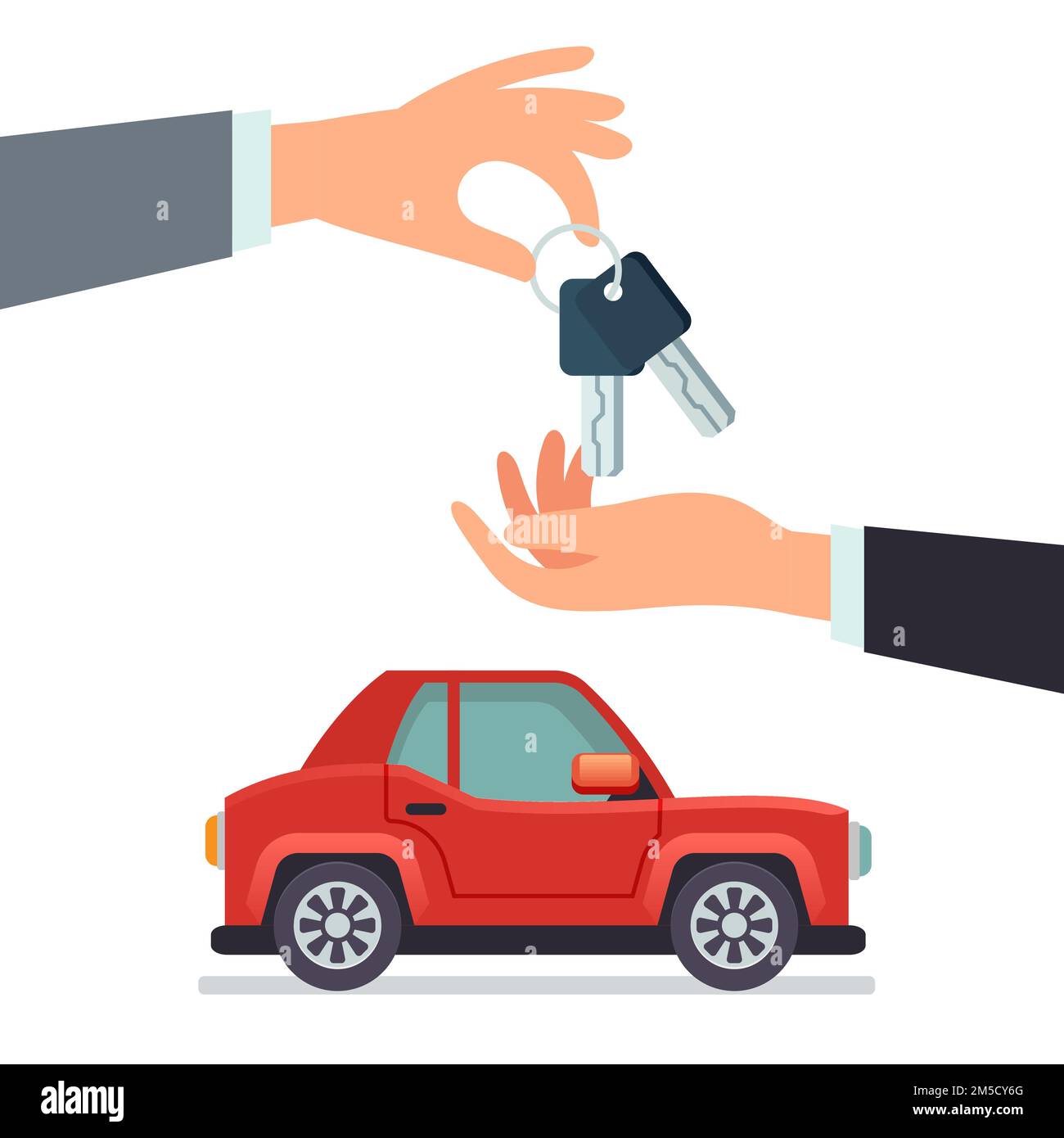Car-Sharing-Hand gibt Autoschlüssel Stock Vektor