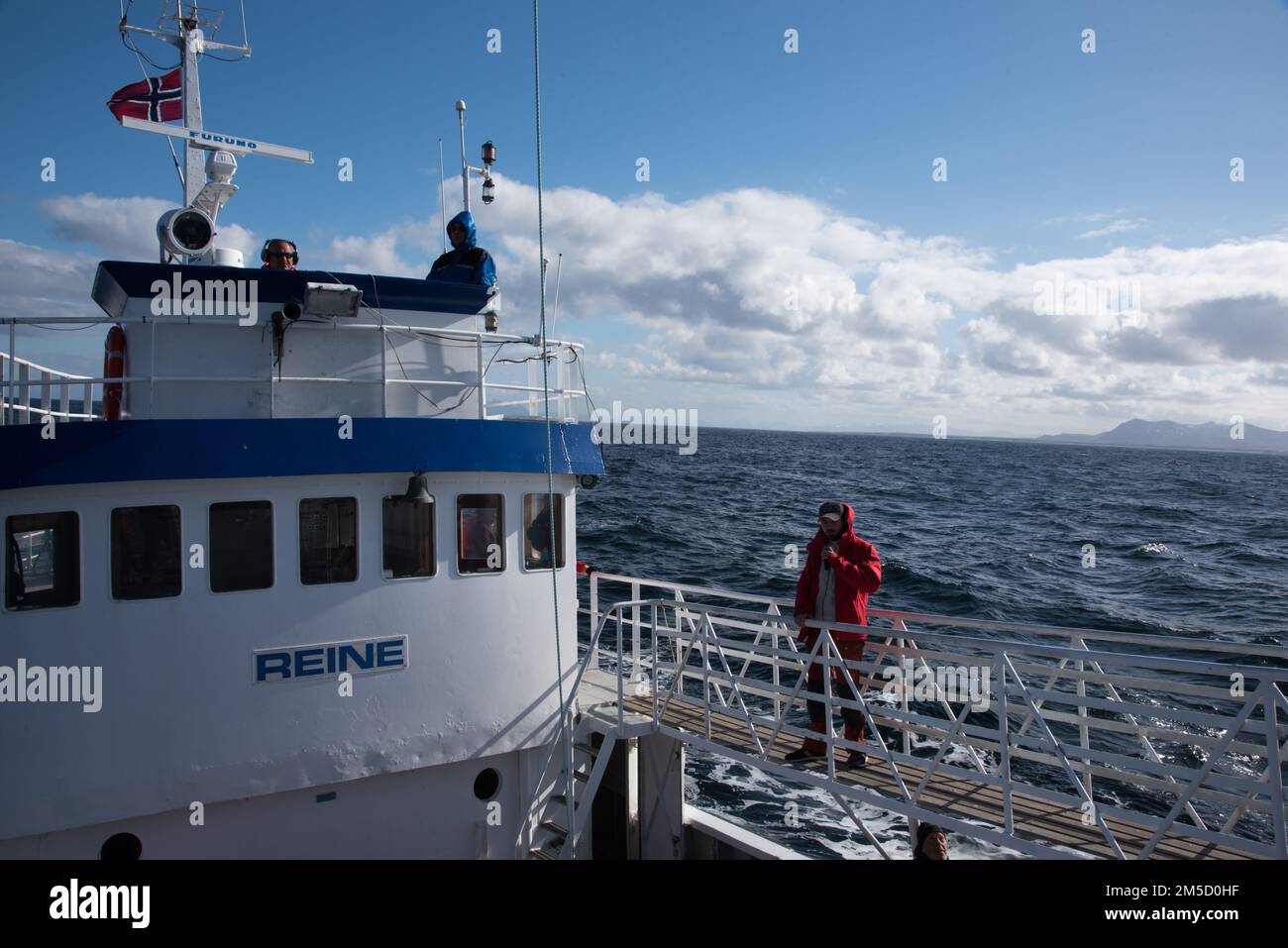 Der ehemalige walfänger Reina beginnt heute mit der Walbeobachtung von den Andenes in den nördlich der Insel Andøya in der Inselgruppe Vesterålen gelegenen Höhlen aus. Stockfoto