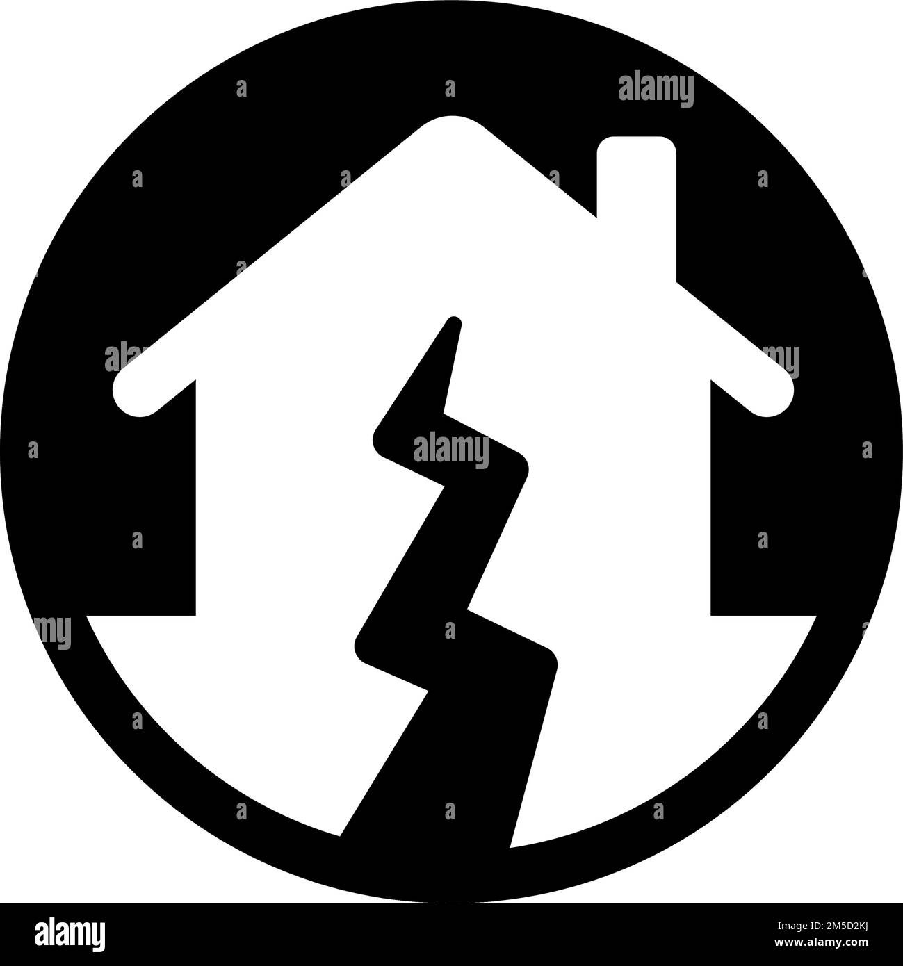Abbildung des Vektorsymbols für den Einsturz eines Hauses (Erdbeben, Katastrophen) Stock Vektor