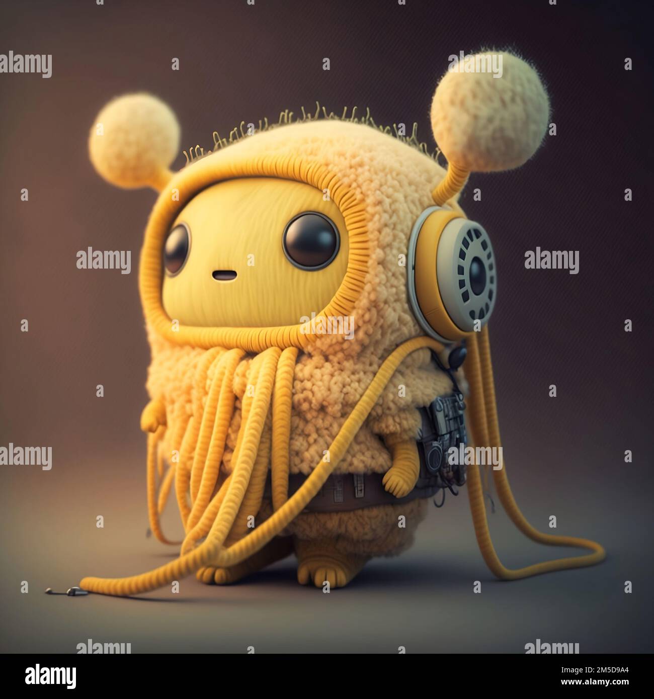 Süße gelbe Kreatur im Pixar-Stil Stockfoto