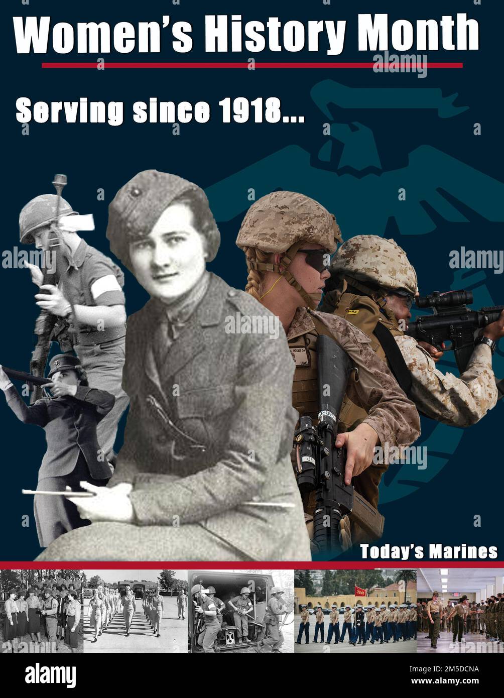 Das Marine Corps Recruiting Command ist stolz darauf, die herausragenden Leistungen und Beiträge zu würdigen, die Frauen für unser Land und das United States Marine Corps geleistet haben. Im Geschäftsjahr 2021 waren 15 % aller Offiziersanwärter Frauen, dies ist der höchste Prozentsatz weiblicher Offiziersanwärter seit der Einrichtung der reinen Freiwilligentruppe. (USA Grafik des Marine Corps von Lance CPL. Gustavo Romero) Stockfoto