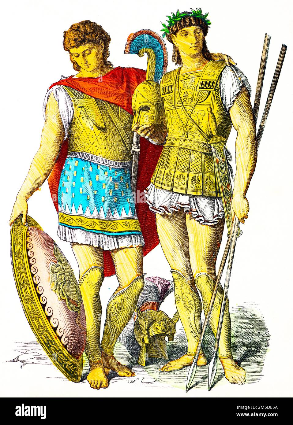 Historische Kostüme des Griechen der Antike, farbige historische Illustration, Münchener Bilderbogen, München 1890 Stockfoto