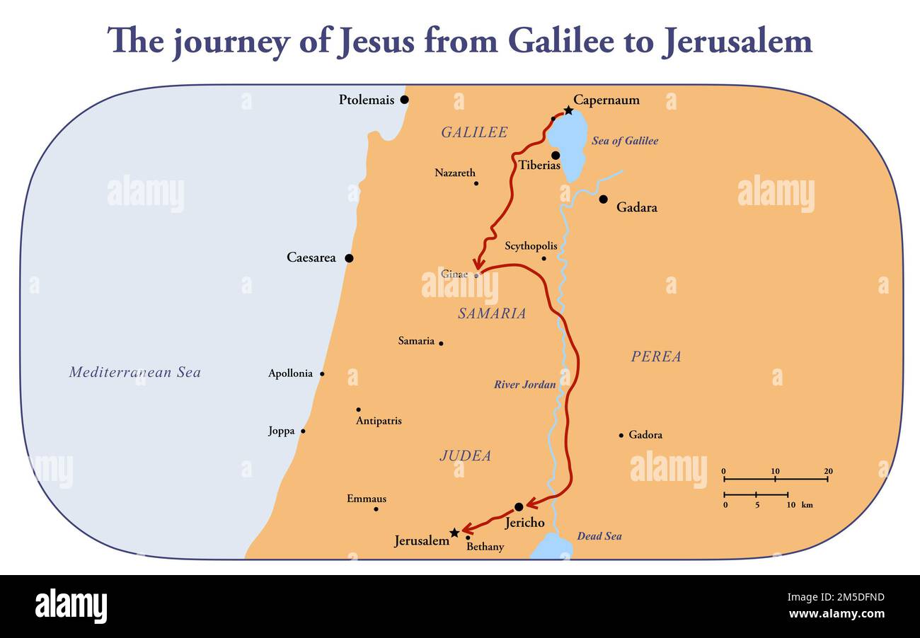 Die Reise Jesu Christi von Galiläa nach Jerusalem Stockfoto