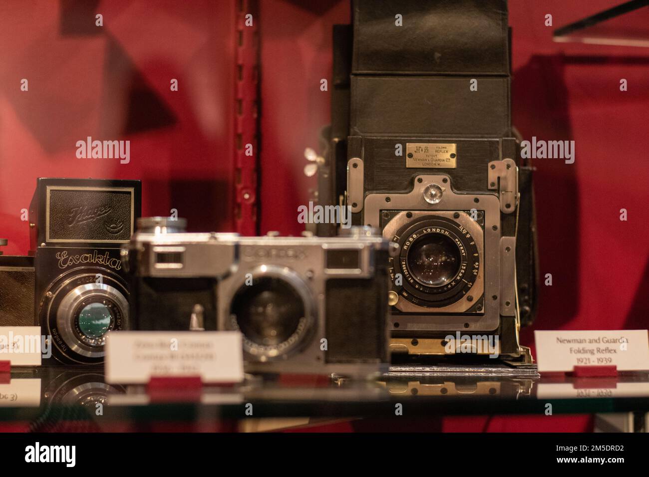 Ausstellung von Oldtimer-Kameras Museum der Fotografie Lacock, William Henry Fox Talbot Museum Stockfoto