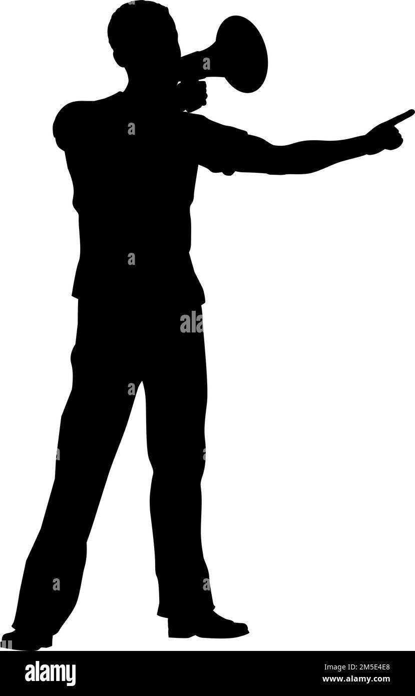 Protestkundgebung März Megaphon Silhouette Person Stock Vektor