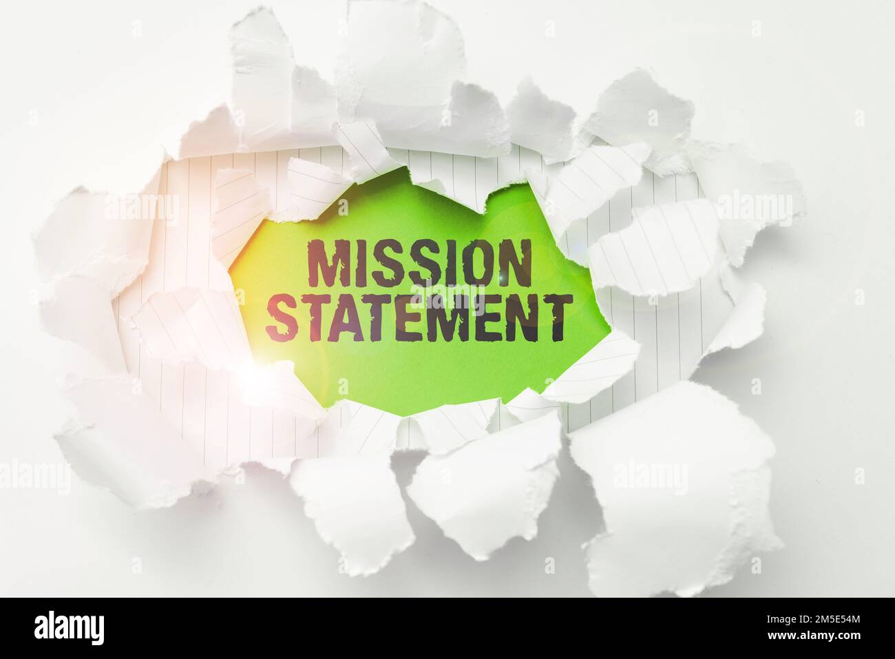 Konzeptionelle Überschrift Mission Statement. Business-Präsentation formelle Zusammenfassung der Ziele und Werte eines Unternehmens Stockfoto