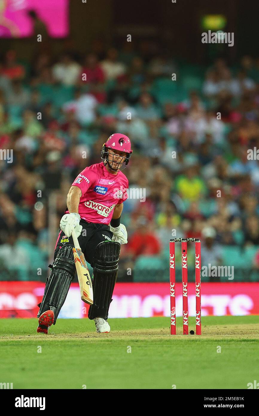 28. Dezember 2022; Sydney Cricket Ground, Sydney, NSW, Australien: Big Bash T20 League, Sydney Sixers gegen Melbourne Renegades; Dan Christian von Sydney Sixers, die zwischen den Wickets laufen Stockfoto