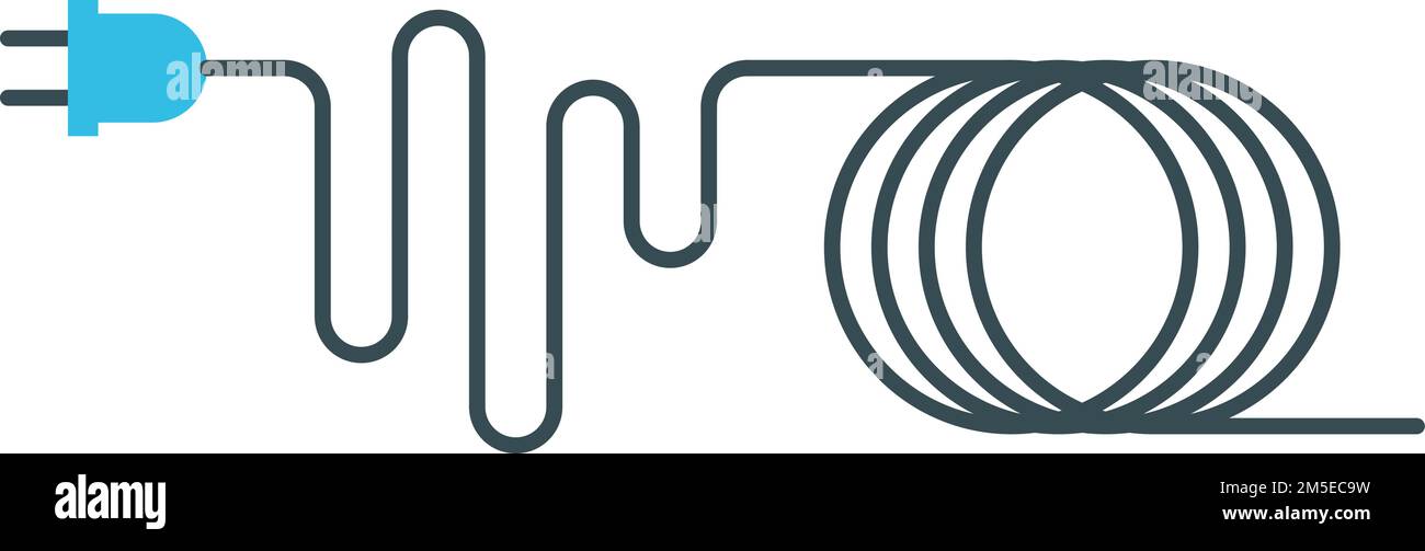 Netzstecker mit Kabel. Symbol für Element des elektrischen Mechanismus Stock Vektor