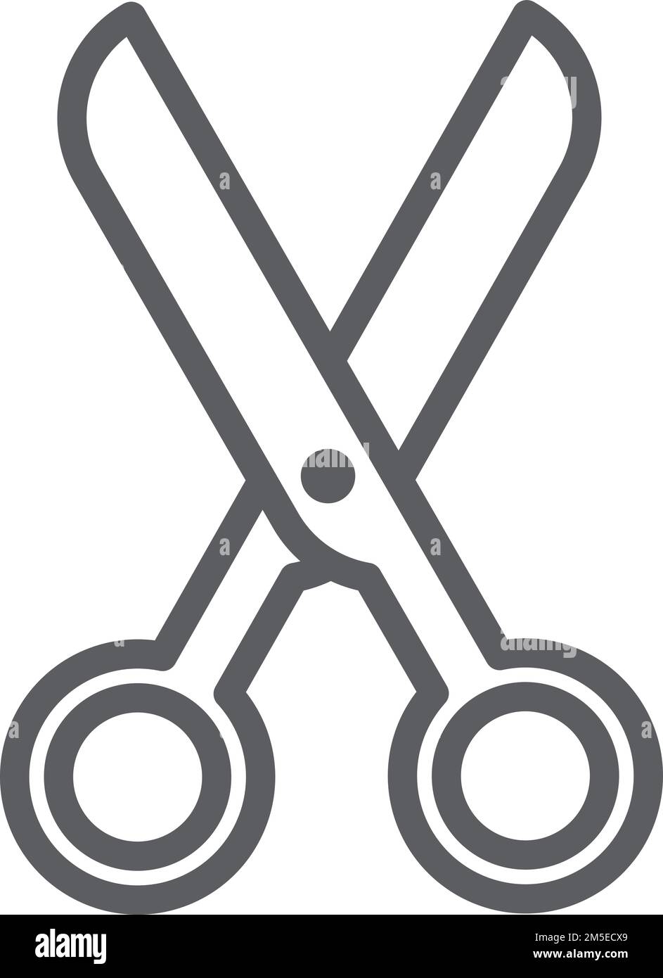 Symbol für lineare Schere. Schwarzes Symbol für Schneidwerkzeug Stock Vektor