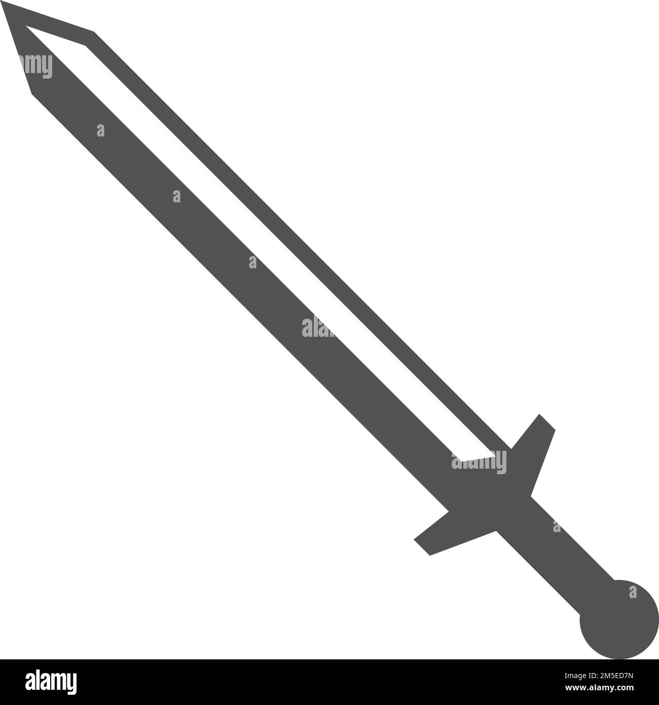 Schwert-Symbol. Retro-Angriffswaffe. Kriegsschwert Stock Vektor