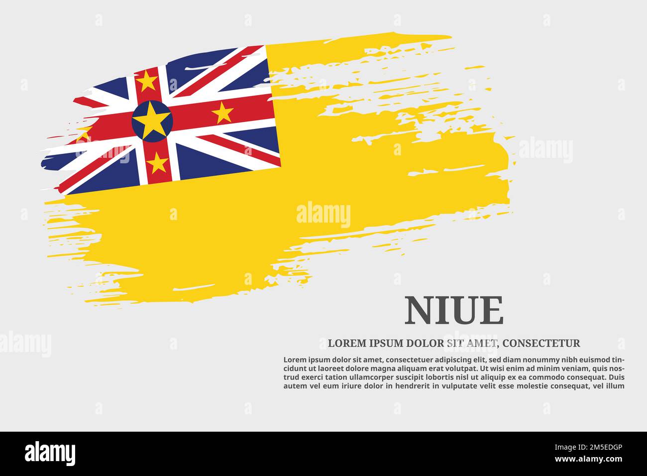 Niue-Flaggen-Grunge-Pinsel und Textposter, Vektor Stock Vektor