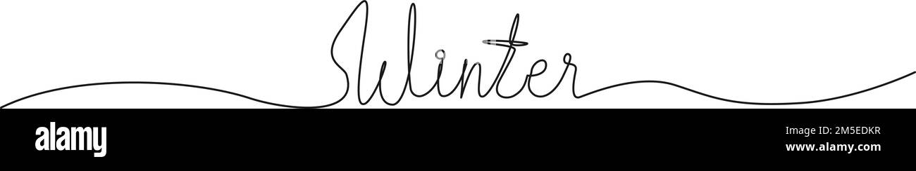 Kontinuierliches einzeiliges Zeichnen des Wortes WINTER, Strichgrafiken-Vektordarstellung Stock Vektor