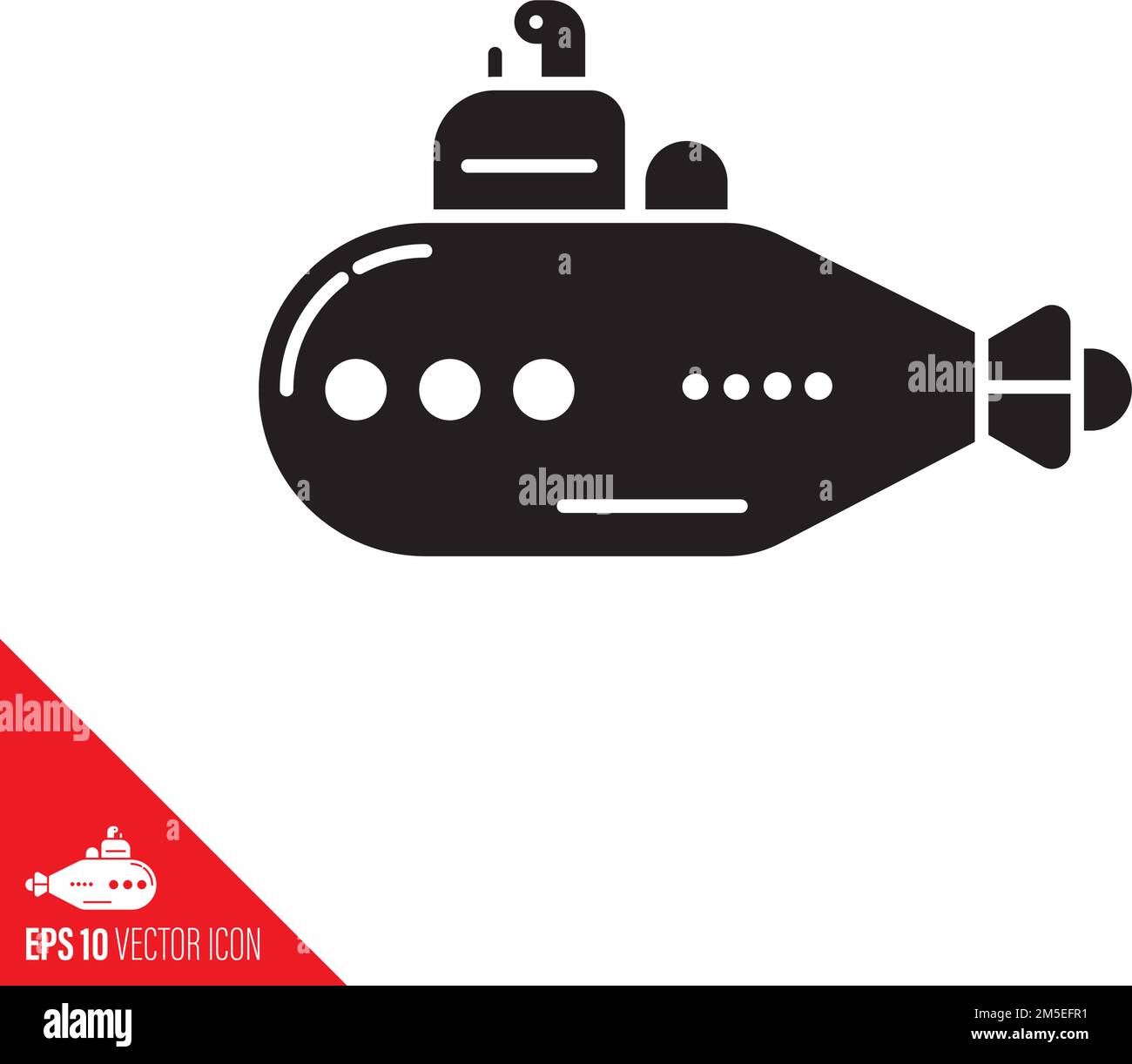 Vektorsymbol für Unterseeschiff. Symbol für Unterwassertransport. Stock Vektor