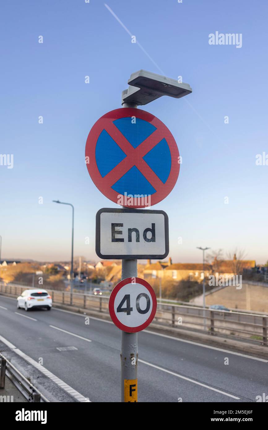 Straßenschilder in Großbritannien: Highway Code Stockfoto