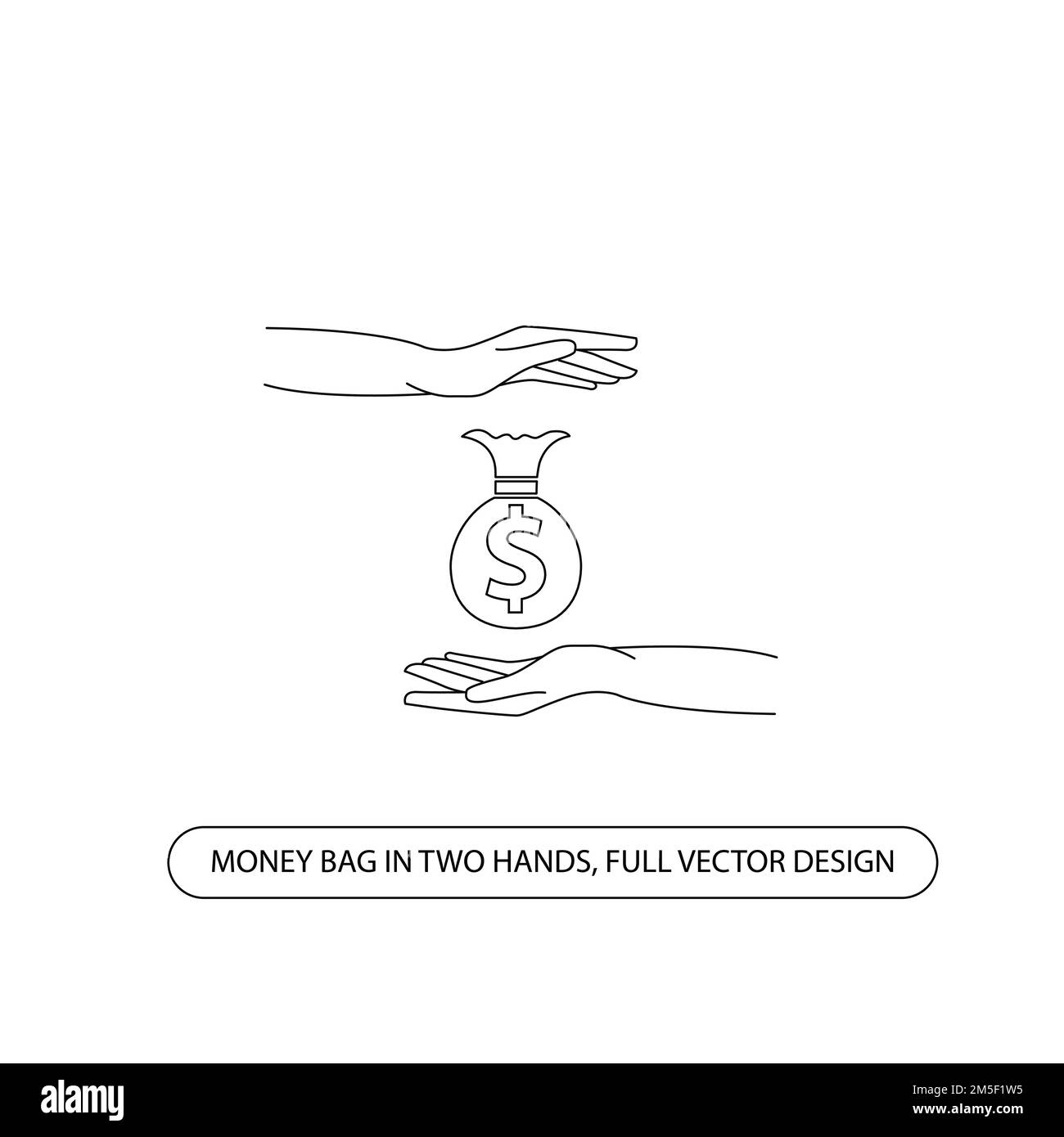 Geldeinlagen- und Finanzkonzept Vektordesign, Hände halten die Geldtasche, vollumrissenes Design Economy Icon Stock Vektor