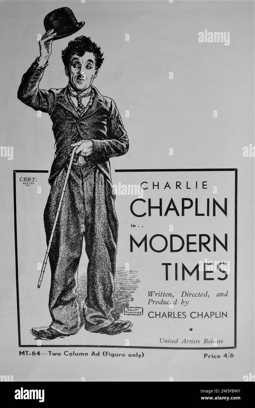 CHARLIE CHAPLIN als Tramp in DER MODERNEN ZEIT 1936-Regisseur/Produzent/Autor/Musik CHARLES CHAPLIN Stummfilm mit Soundeffekten Charles Chaplin Productions/United Artists Stockfoto