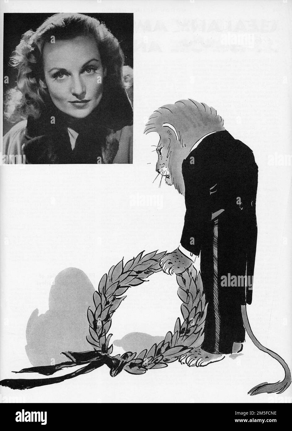 Tribut an CAROLE LOMBARD von ihrem Ehemann CLARK GABLES Home Studio Metro Goldwyn Mayer aus der Januar 24. 1942 Ausgabe des FILM HERALD AUS dem Trade Magazine acht Tage nach ihrem tragischen Tod Stockfoto