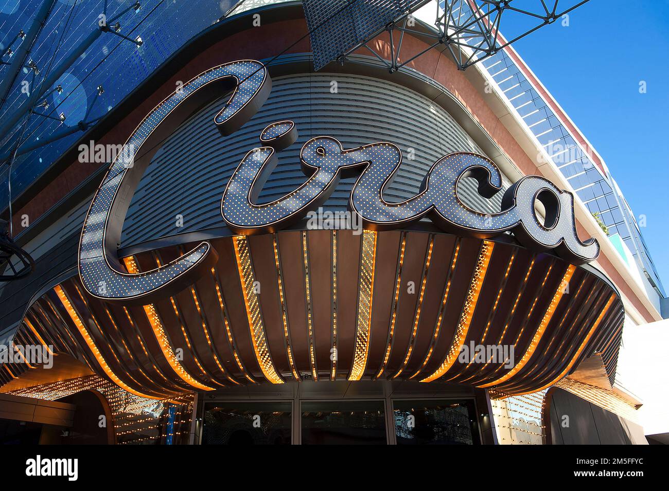 Unterschreiben Sie für das circa Casino in der Fremont Street in Downtwon Las Vegas, Nevada Stockfoto