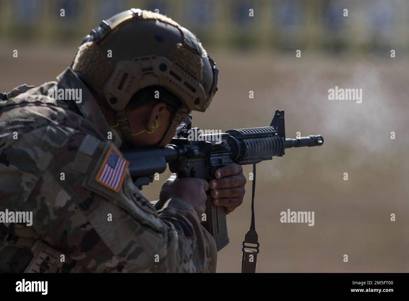 Das Alabama National Guard Marksmanship Team nimmt am 15. März 2022 an den U.S. Army Small Arms Championships 2022 in Fort Benning, Georgia, Teil. (Foto der Alabama National Guard von Staff Sgt. William Frye) Stockfoto