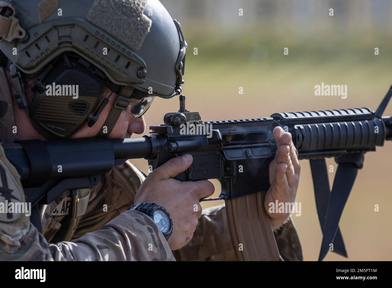 Das Alabama National Guard Marksmanship Team nimmt am 15. März 2022 an den U.S. Army Small Arms Championships 2022 in Fort Benning, Georgia, Teil. (Foto der Alabama National Guard von Staff Sgt. William Frye) Stockfoto