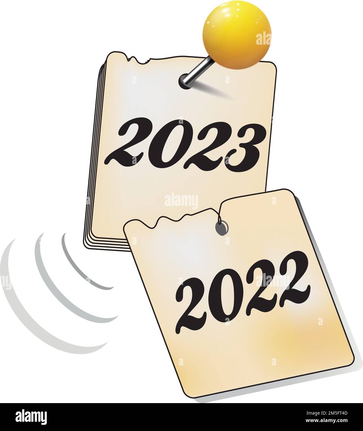 Kalender mit Seiten von 2022 bis 2023 Neujahrskonzept. Frohes Neues Jahr 2023. Stock Vektor