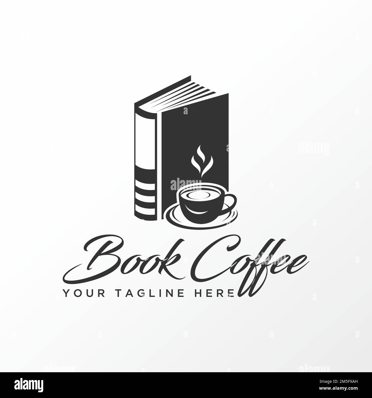 Einfaches und einzigartiges 3D-Buch und Kaffeetasse Bild Grafiksymbol Logo Design abstraktes Konzept Vektormaterial. Symbol zum Lesen oder Trinken Stock Vektor