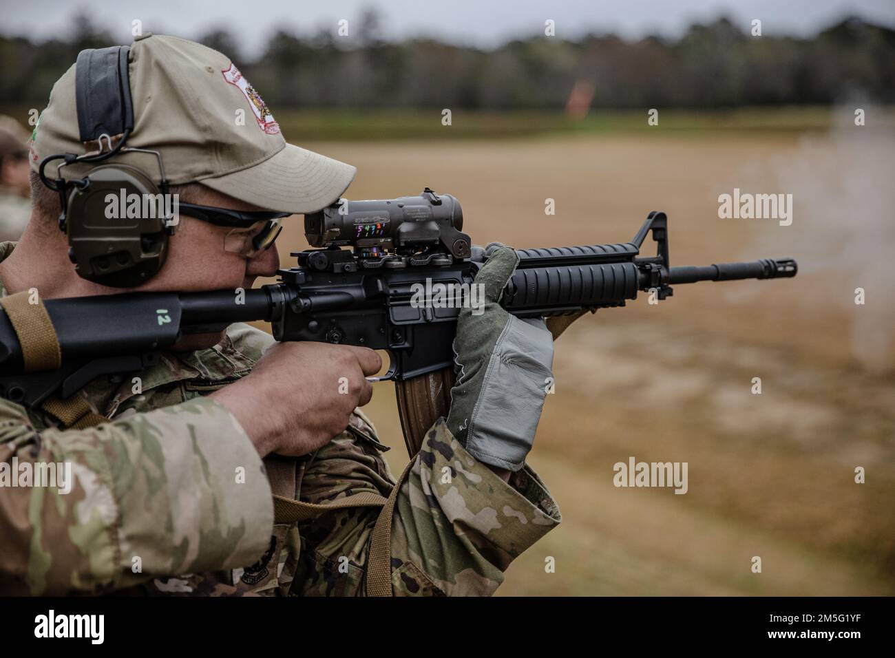 Das Alabama National Guard Marksmanship Team tritt in den 2022 USA an Army Small Arms Championships in Fort Benning, Georgia, am 16. März 2022. Stockfoto