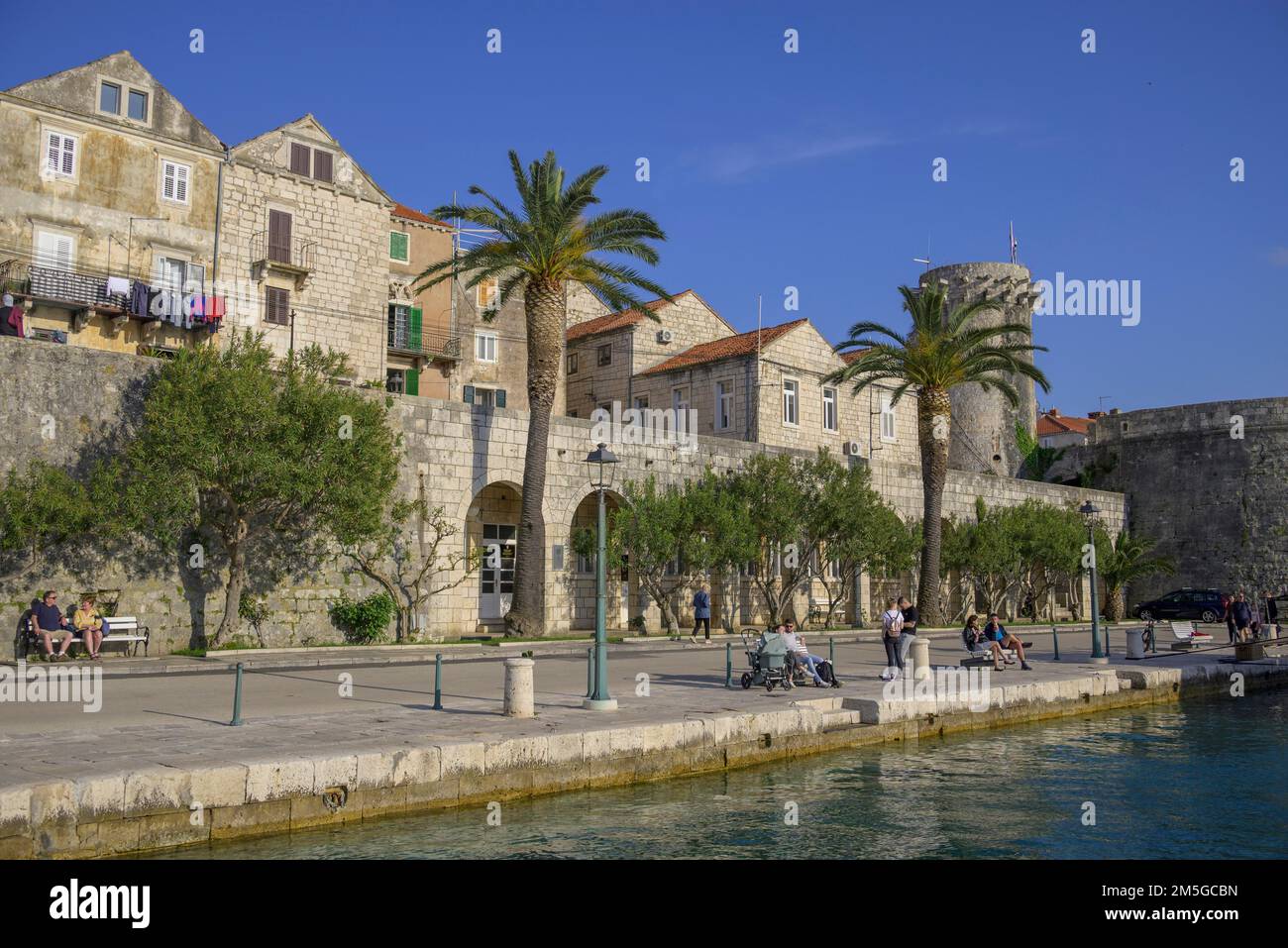 Am Hafen, Korcula, Dubrovnik-Neretva County, Kroatien Stockfoto