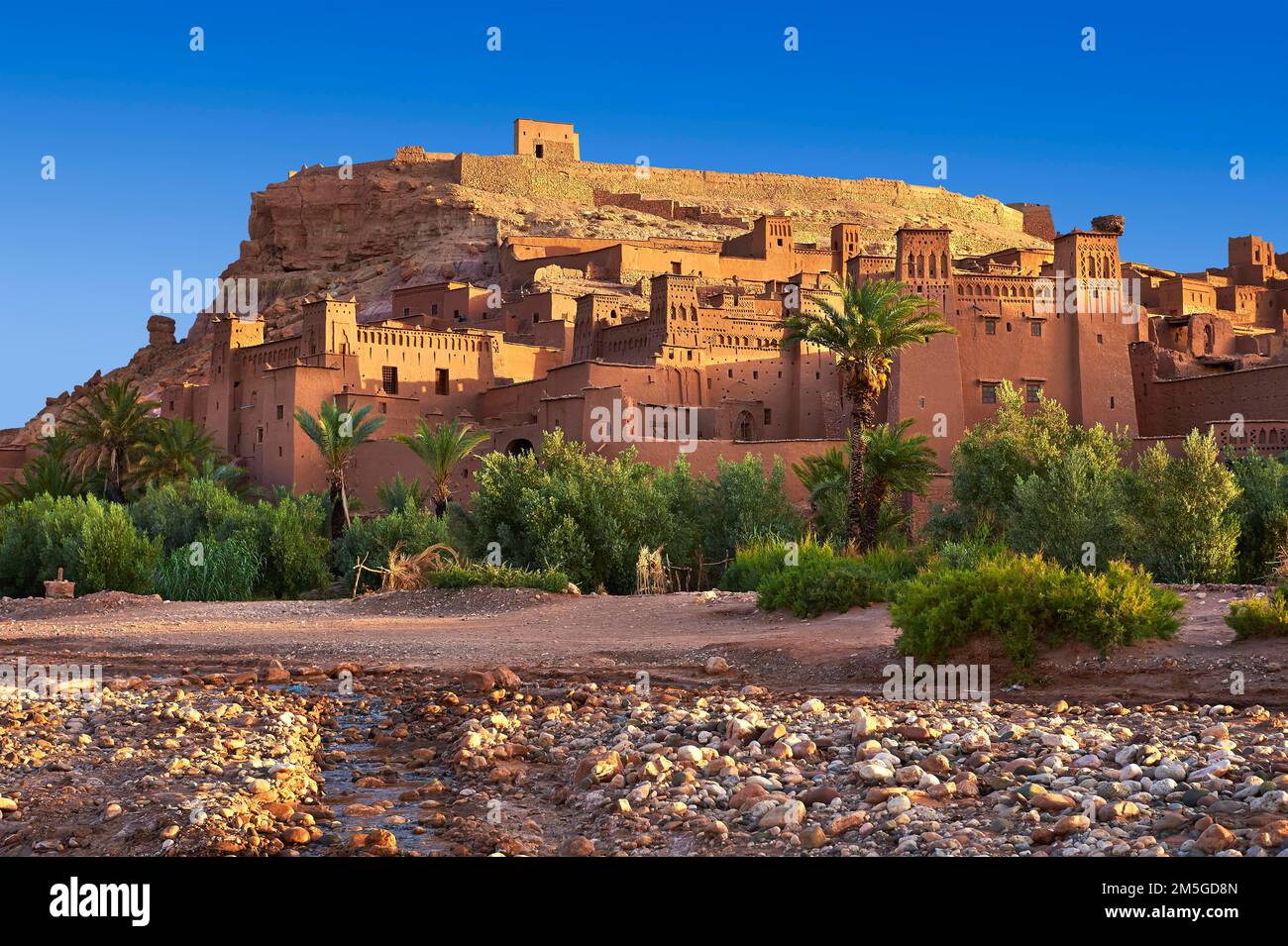 Adobe-Gebäude des Berber Ksar oder des befestigten Dorfes Ait Benhaddou, Sous-Massa-Dra Marokko, Ait Benhaddou, Souss-Massa-Draa, Marokko Stockfoto