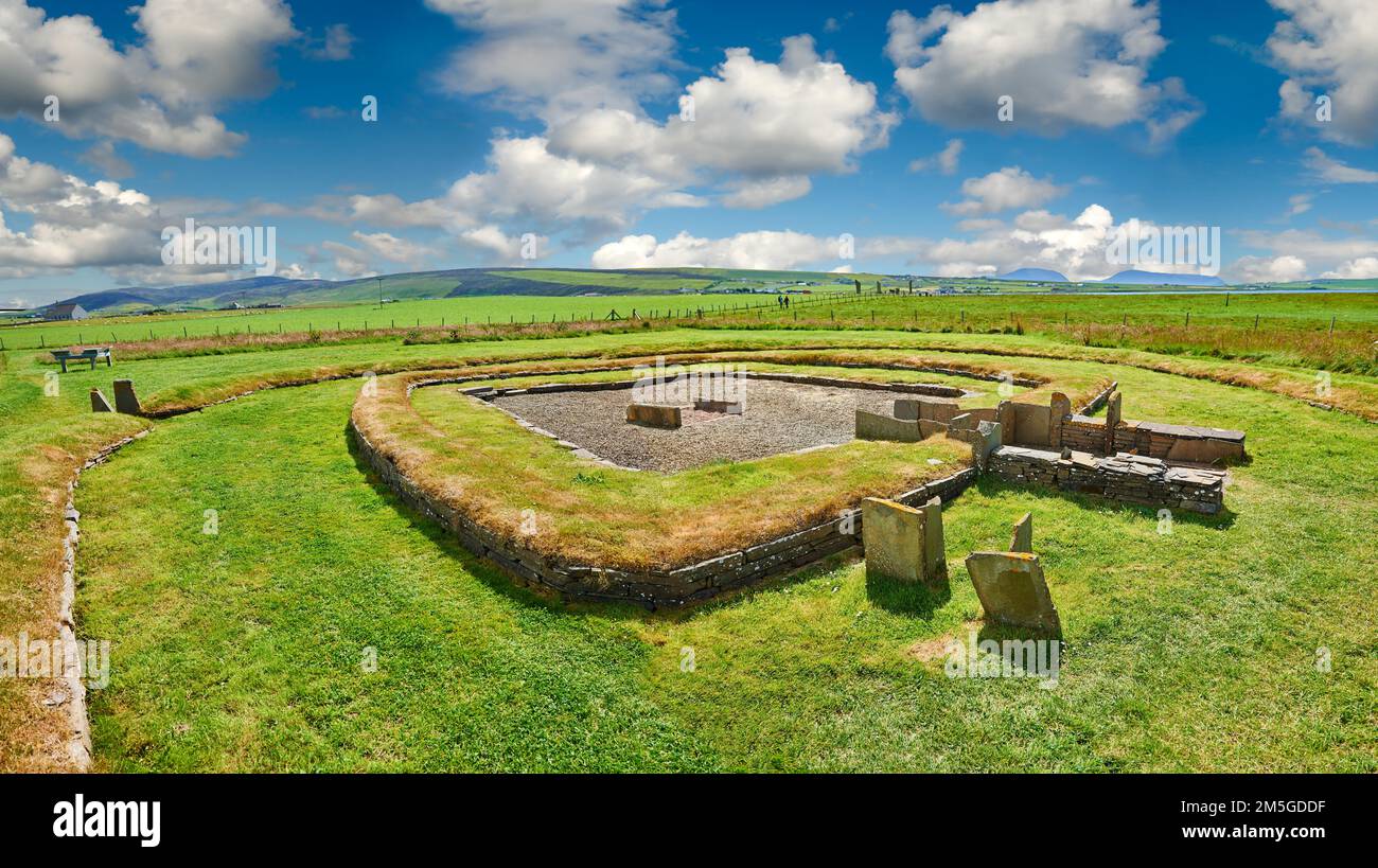 Struktur 8 der jungsteinzeitlichen Barnhouse-Siedlung archäologische Stätte, ca. 3000 v. Chr., Loch of Harray, Orkney Mainland, Schottland, Vereinigtes Königreich Stockfoto