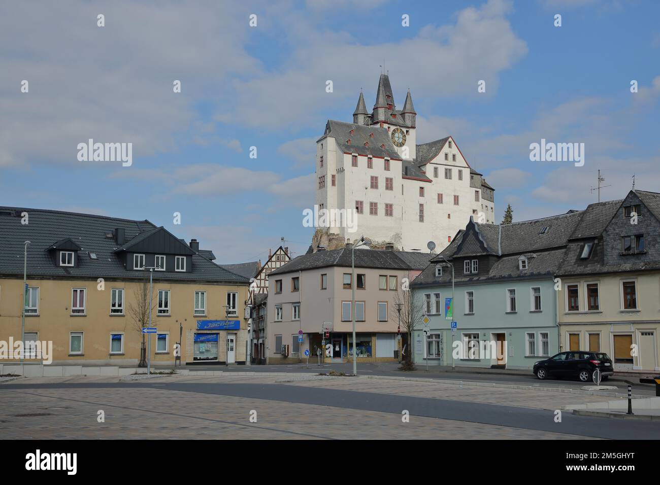 Das Schloss Graf wurde aus dem 11. Jahrhundert erbaut und ist ein Wahrzeichen von Diez, Hessen, Deutschland Stockfoto