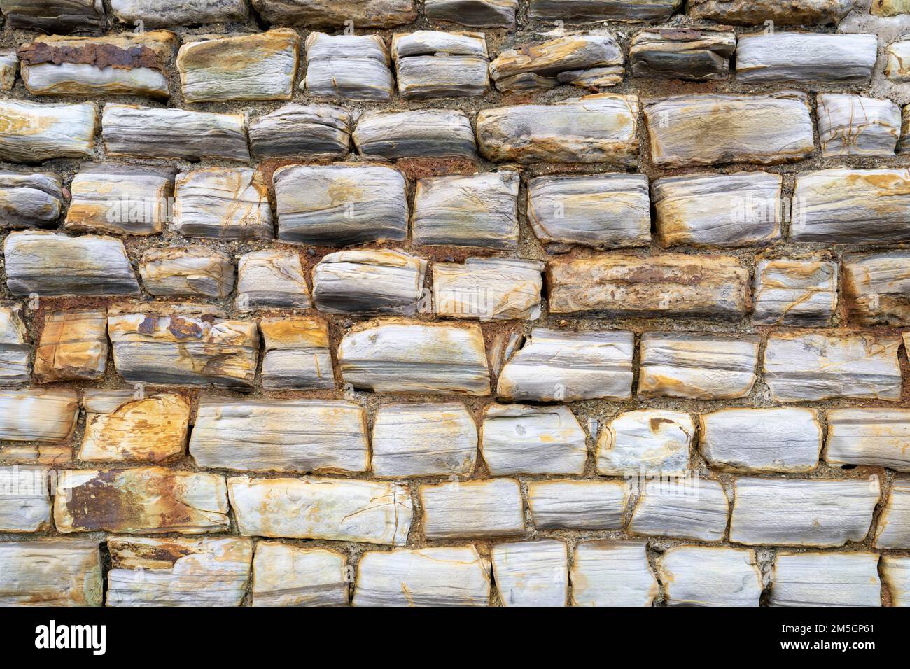 Verwitterte Steinmauer in Yorkshire Stockfoto
