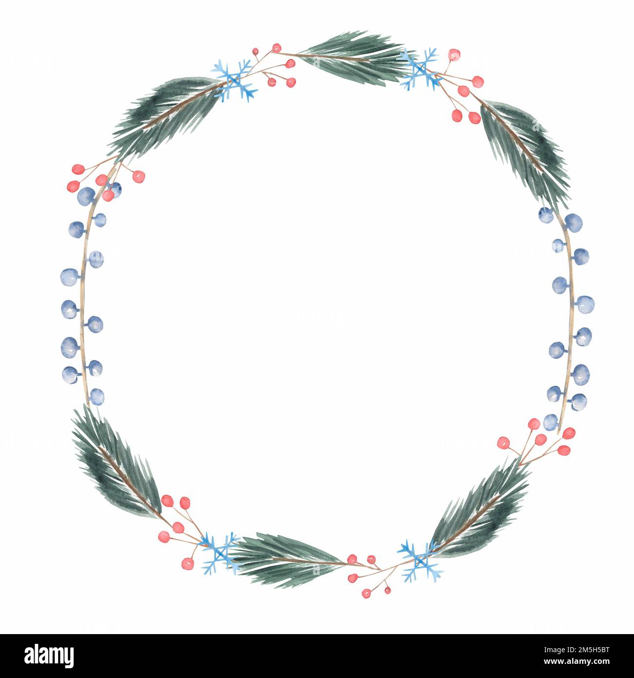 Aquarell Winter weihnachten Neujahr Feier Kranz Illustration Stockfoto