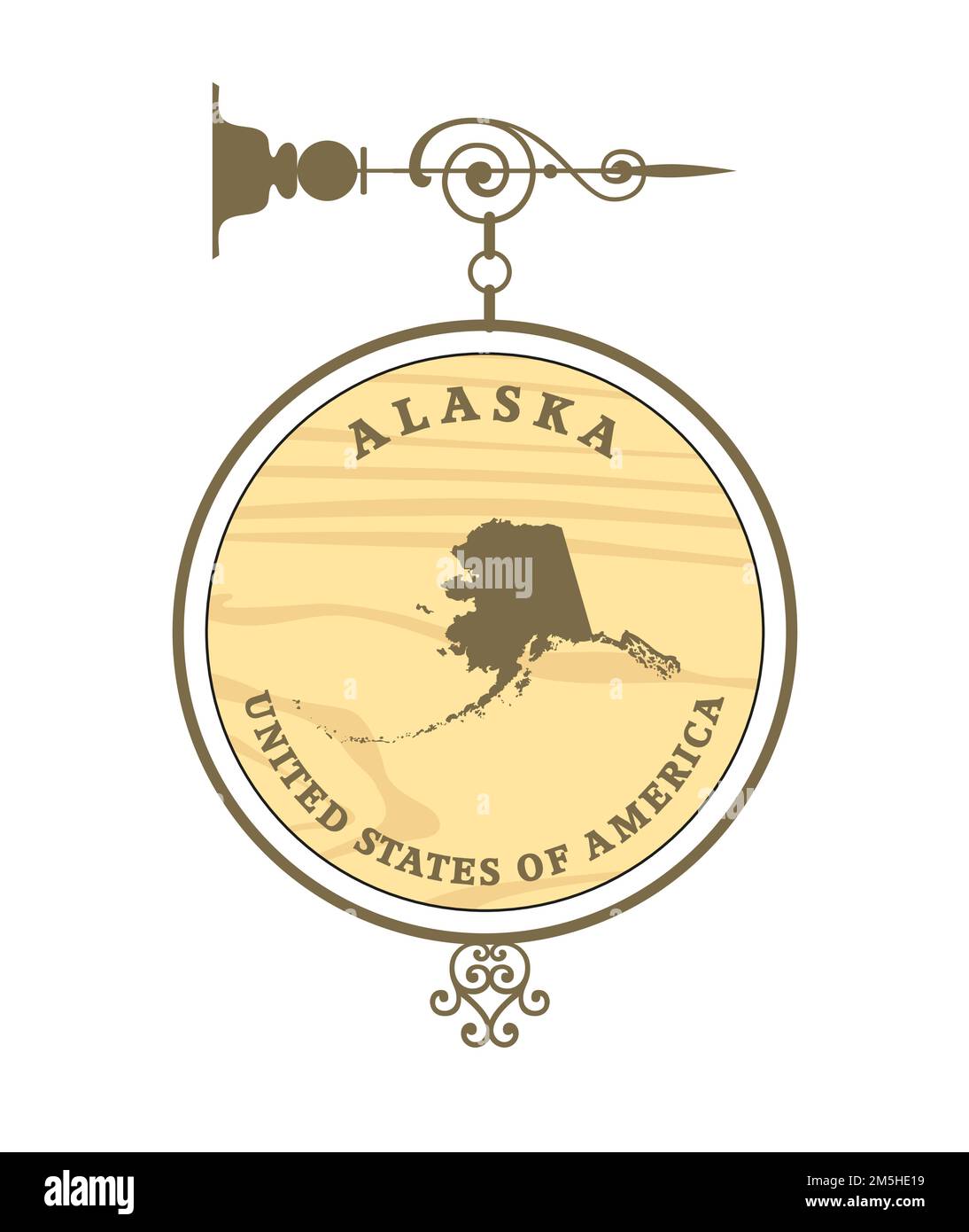 Vintage Label mit Karte von Alaska, Vektor Stock Vektor
