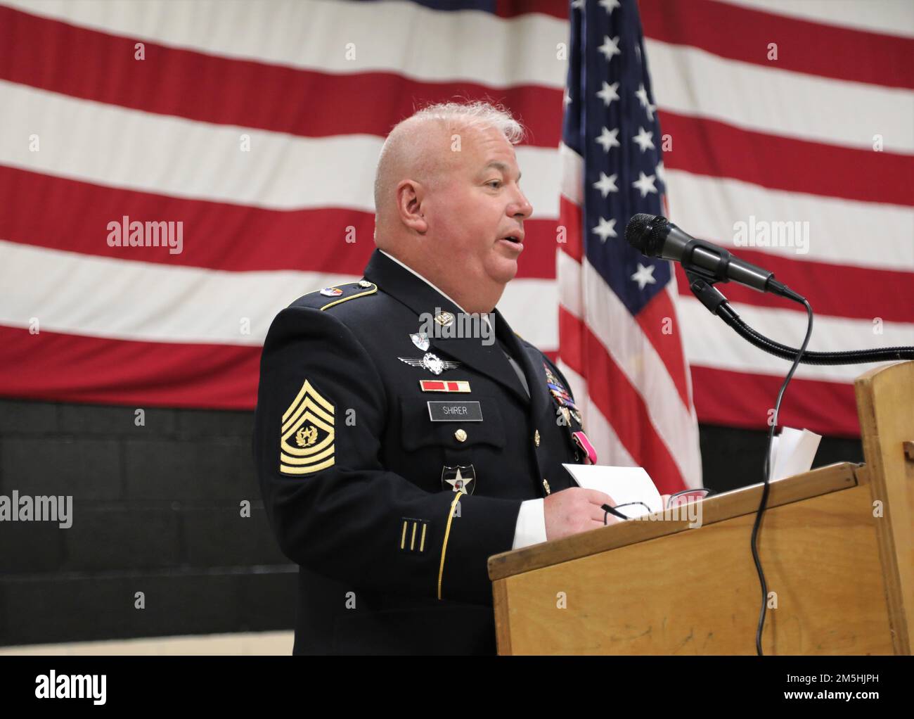 USA Oberstleutnant Joseph Shirer spricht auf seiner Ruhestandsfeier am 18. März 2022 in Canton, Georgia. Shirer ging nach fast 30 Jahren in den USA in Rente Armee und Nationalgarde der Georgia Army. Stockfoto
