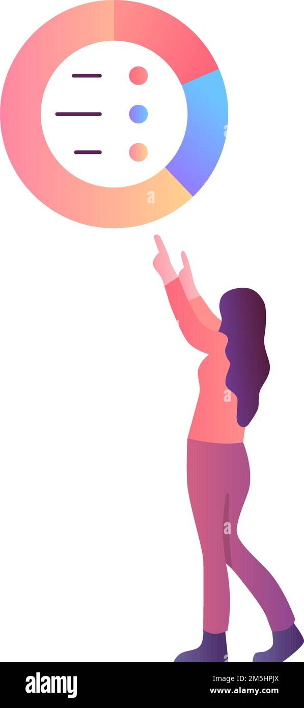 Symbol für Projektmanagement. Tortendiagramm für Frauen und Analysen. Unternehmensstatistik, Marketingforschung Stock Vektor