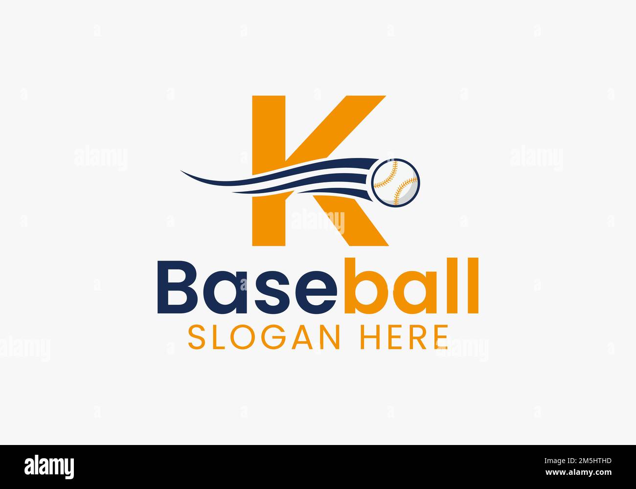 Konzept mit Buchstabe K für das Baseball-Logo und Vorlage für bewegliche Baseball-Symbole Stock Vektor