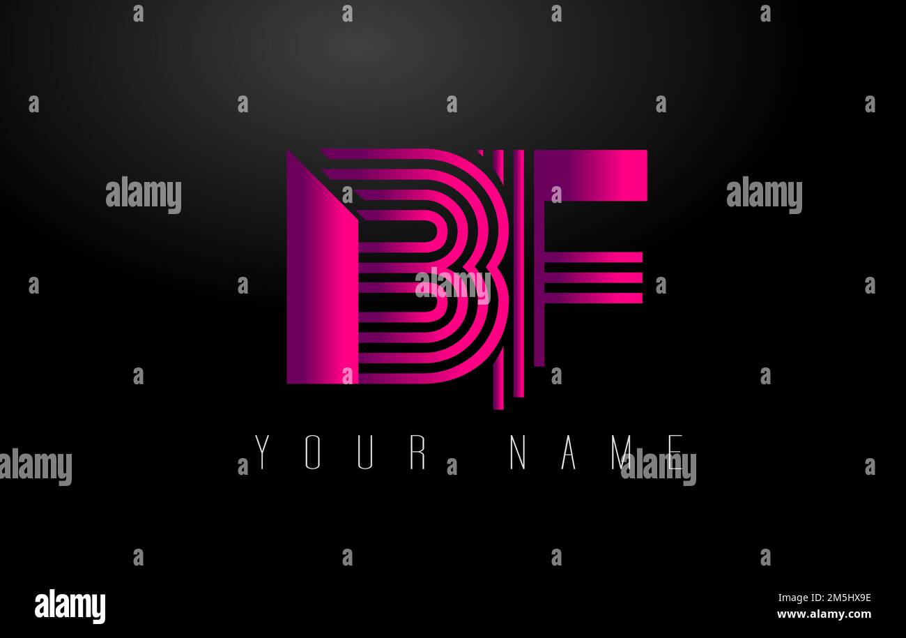 BF Magenta Lines Letter-Logo. Vektorvorlage Für Die Konstruktion Kreativer Linienbriefe. Stock Vektor