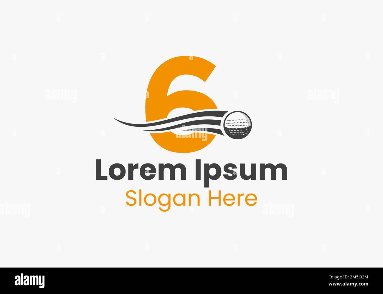 Das Golflogo Mit Dem Moving Golf Ball-Symbol Im Letter 6. Hockey Sports Logotype-Vorlage Stock Vektor