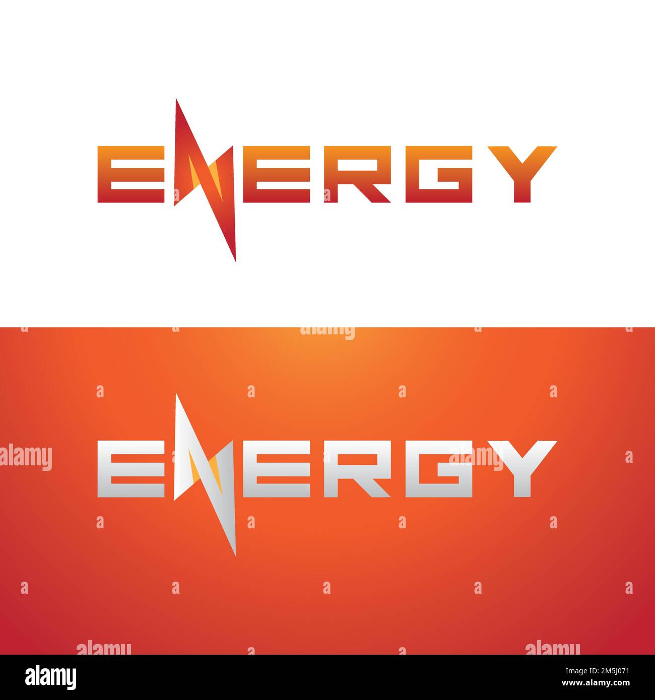 Energy Text dynamisches Logo mit Lightning - modernes Energy Logo Stock Vektor
