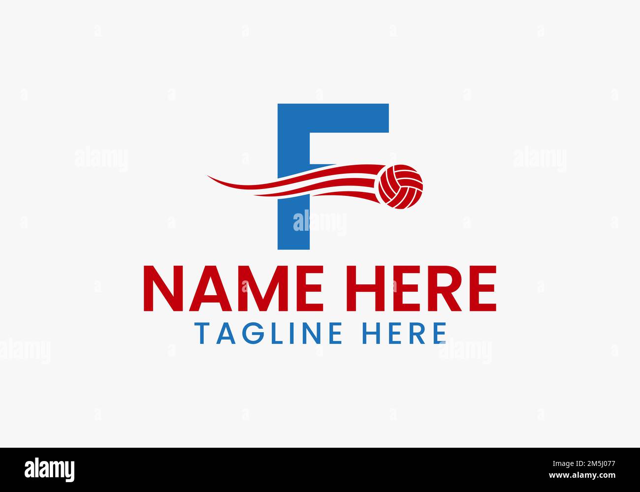 Buchstabe F Volleyball Logo-Konzept mit beweglichem Volley Ball-Symbol. „Volleyball Sports“-Logo Stock Vektor
