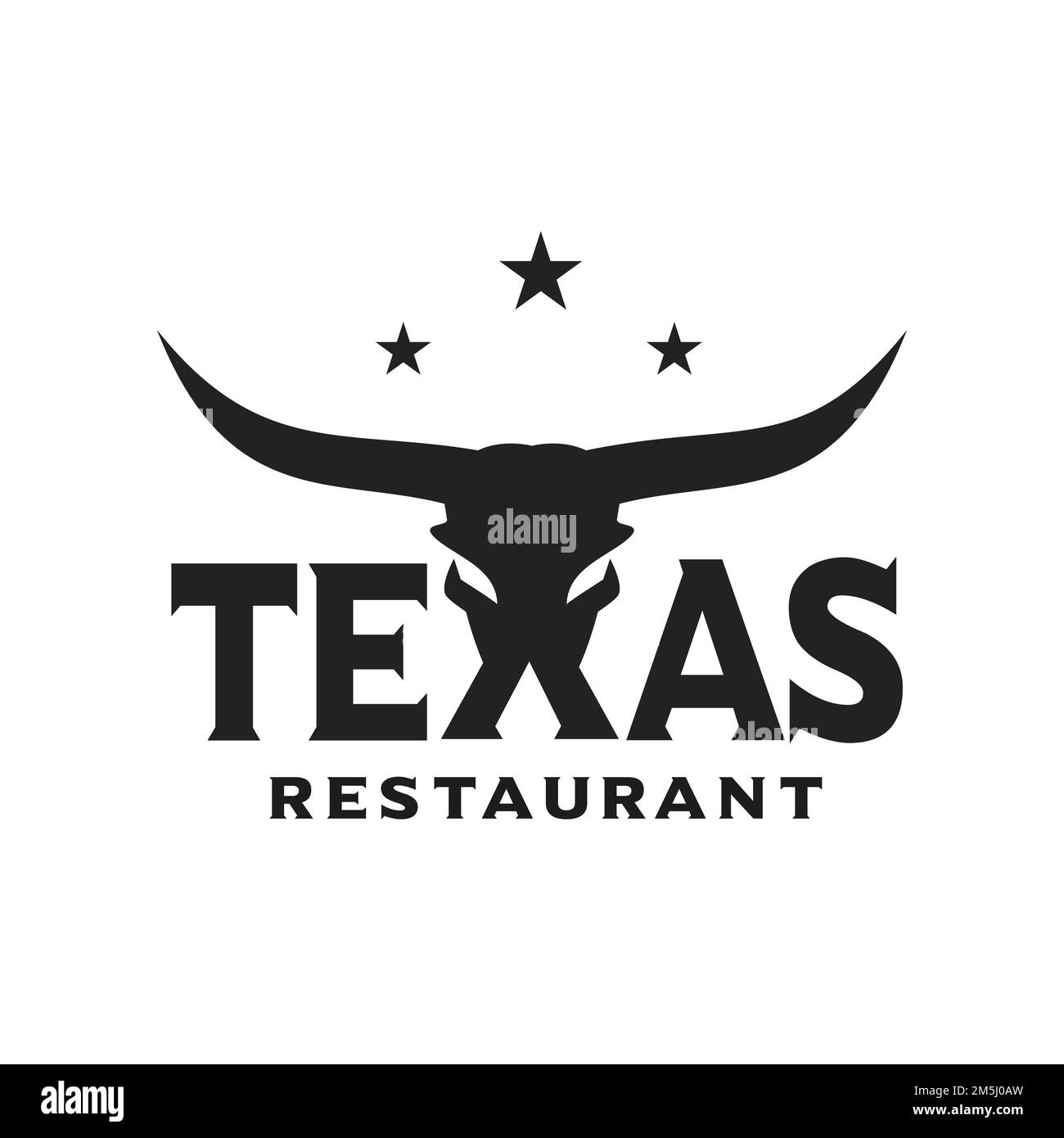 Klassischer Longhorn-Büffel, Kuhkopfkopf, Bullen-Logo für Ihr Business-Restaurant. Stock Vektor