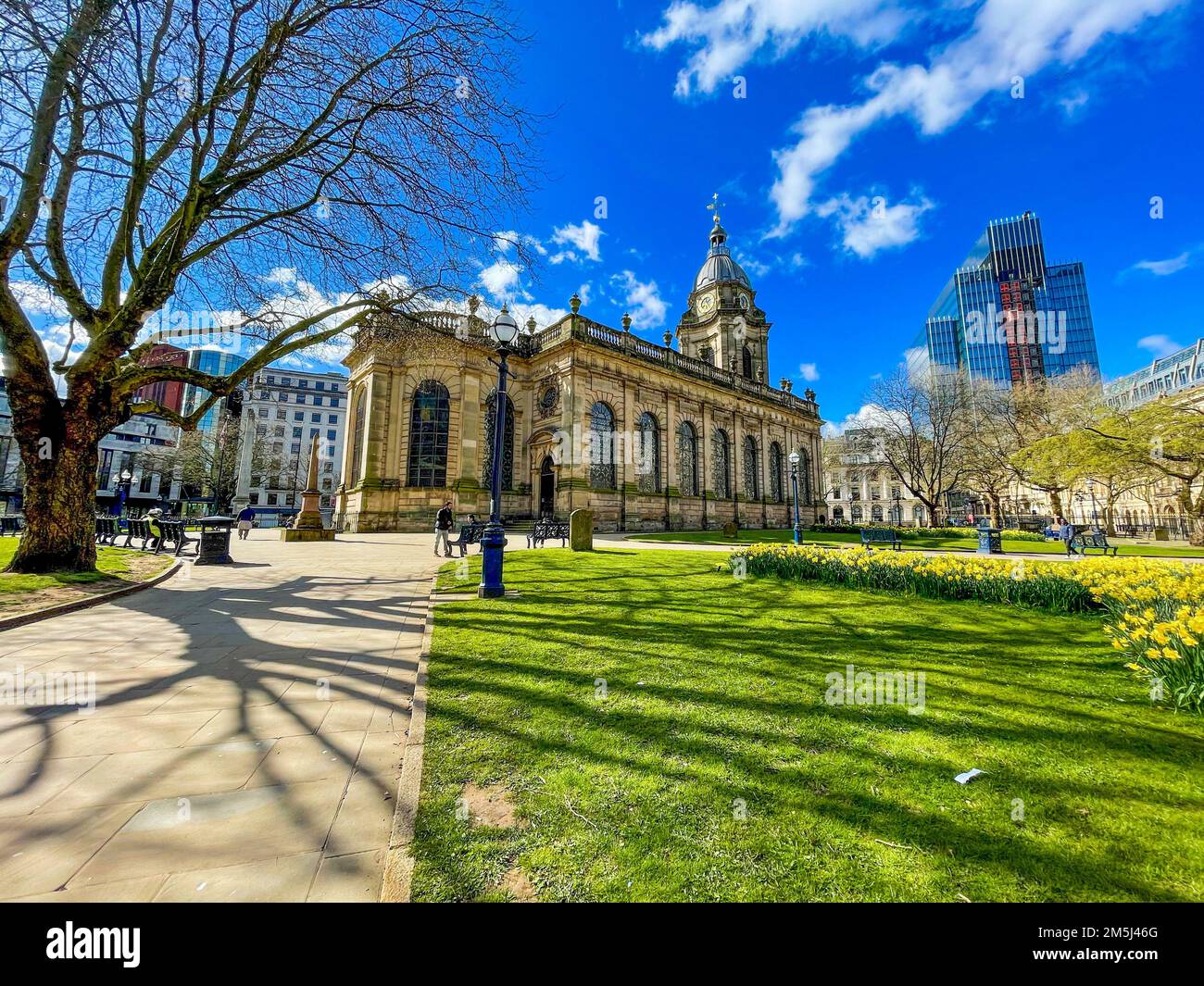 Der Blick auf St. Philip's Cathedral in Birmingham, England, Großbritannien. Stockfoto