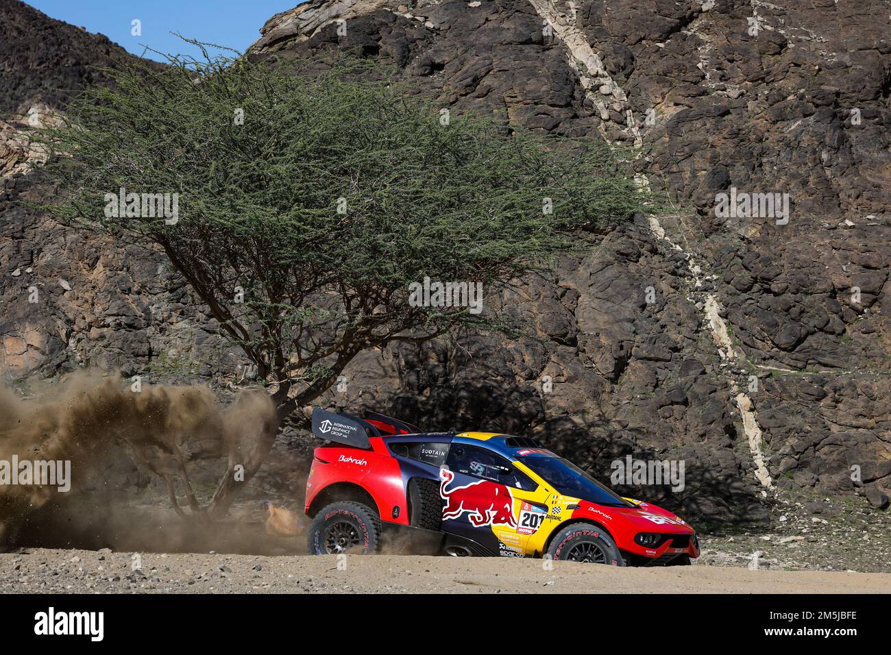 201 LOEB Sébastien (Fra), LURQUIN Fabian (Bel), Bahrain RAID Extreme, BRX, Prodrive Hunter, Auto, FIA W2RC, Action during the Private Test of the Dakar 2023, vom 28. Bis 29. Dezember 2022 in der Nähe von Yanbu, Saudi-Arabien - Photo Florent Gooden / DPPI Stockfoto