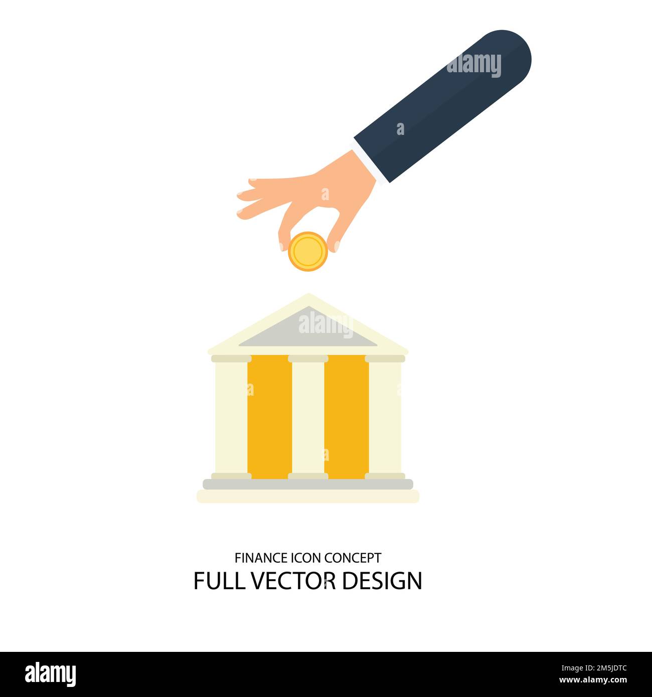 Symbol und Symbol für Finanzen mit dem Konzept „Coin, Saving and Investment“ (Münzen, Spar- und Investitionskonzept) Vector Design Stock Vektor