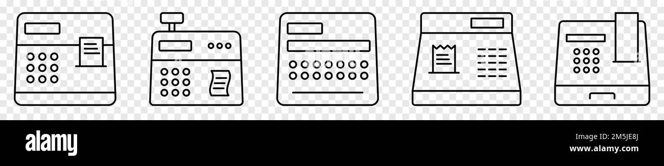 Symbole für Kassenautomaten. Vektordarstellung auf transparentem Hintergrund isoliert Stock Vektor