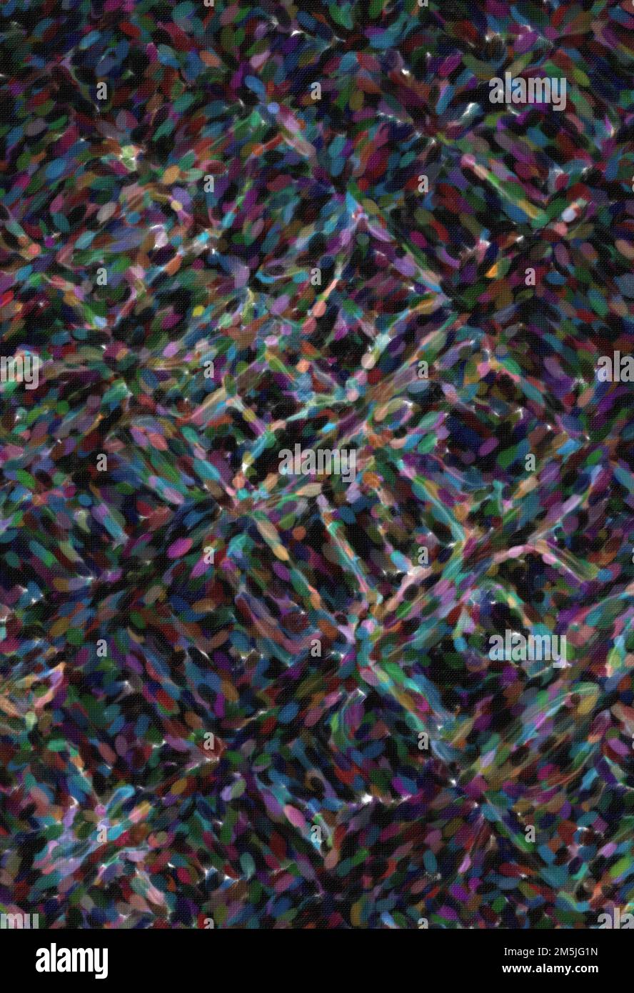 Mehrfarbiges gewebtes Muster aus Regenbogen hat viele Farben, digitale Kunst, abstrakt Stockfoto