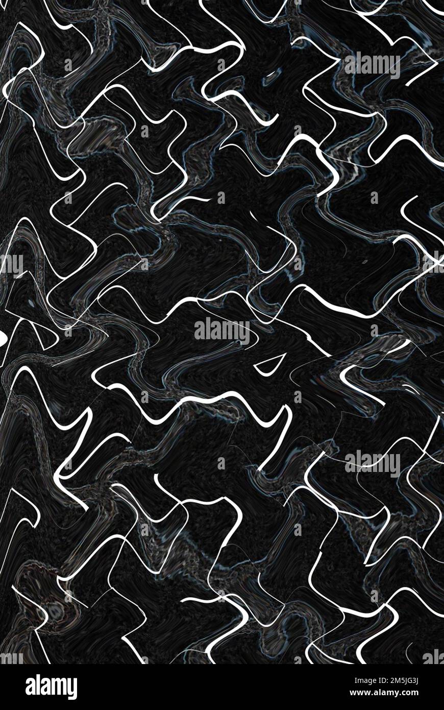Abstrakte weiße gekrümmte Linien auf schwarzem Hintergrund Stockfoto