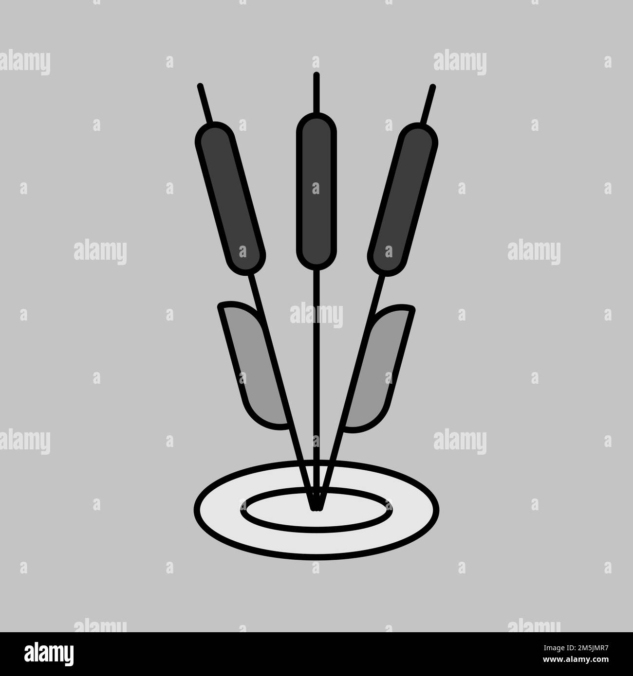Schilfpflanzenvektor isoliertes Graustufensymbol. Naturzeichen