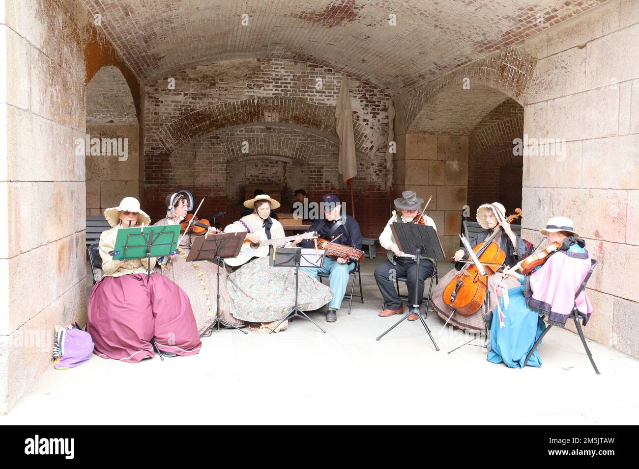 8/17/2019: San Francisco, Kalifornien: Band spielt, Civil war Reenactment, Fort Point, San francisco Stockfoto